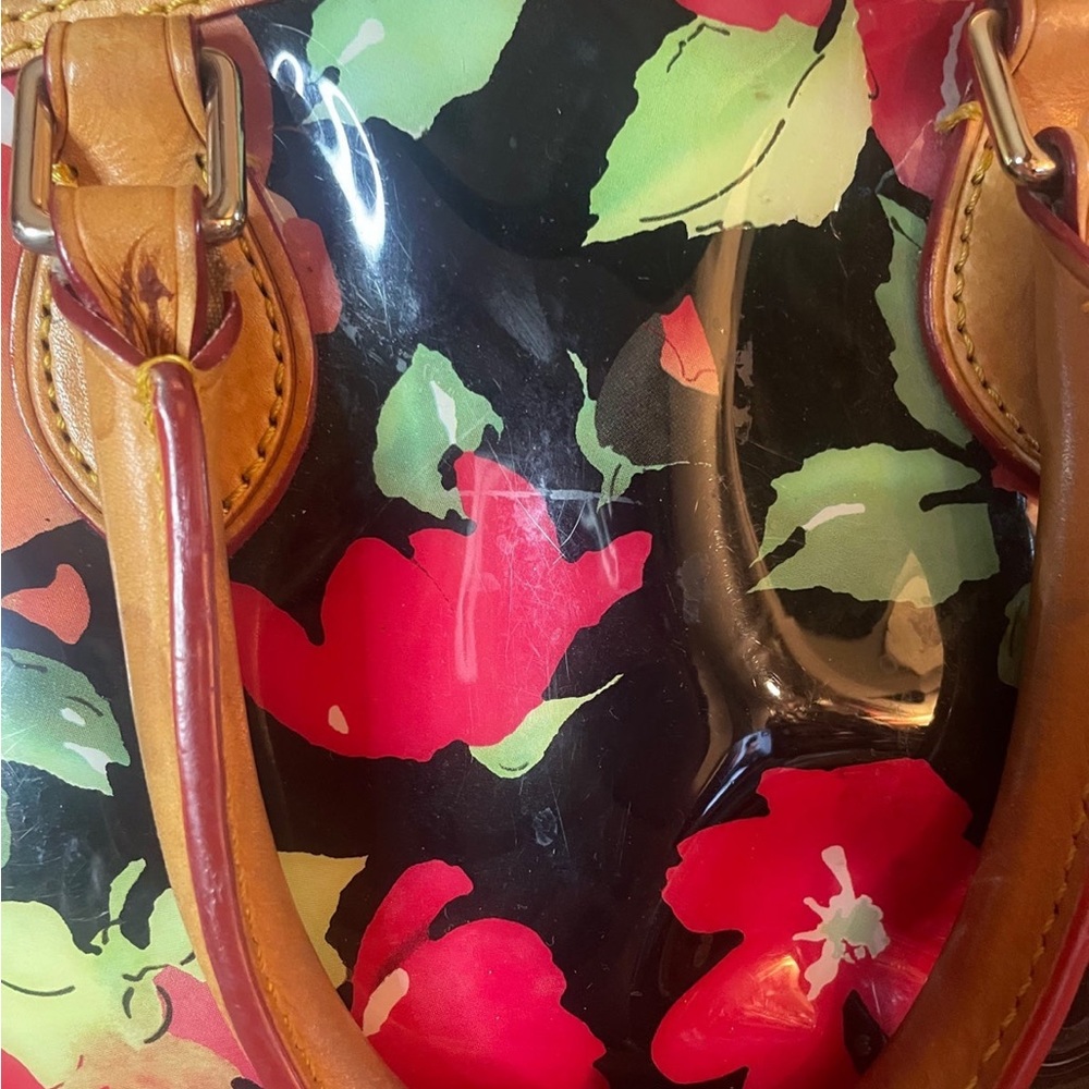 Dooney & Bourke Vibrant Floral Satchel with Tan Leather - Picture 2 of 11